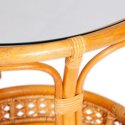 Комплект "PELANGI"  02/15 ( стол со стеклом + 4 кресла ) [без подушек] ротанг, кресло 65х65х77см, стол диаметр 64х61см, Honey (мед)