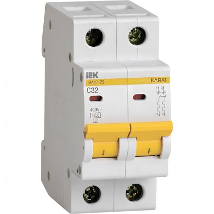 Выключатель автоматический 2п C 32А 4.5кА ВА47-29 KARAT IEK MVA20-2-032-C Выключатель автоматический 2п C 32А 4.5кА ВА47-29 KARAT IEK MVA20-2-032-C