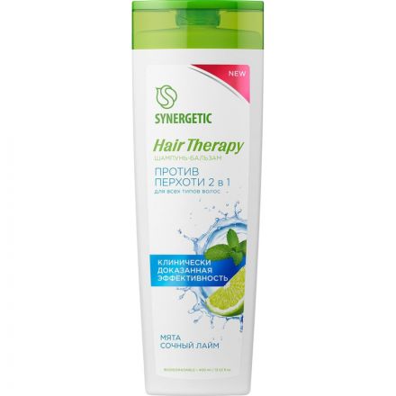 Шампунь бальзам SYNERGETIC Против перхоти 2 в 1 HAIR THERAPY 400мл