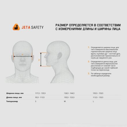 Маска полнолицевая Jeta Safety 5950, силикон, ударопрочный поликарбонат, защитная пленка, без фильтров, размер М, 5950-M Маска полнолицевая Jeta Safety 5950, силикон, ударопрочный поликарбонат, защитная пленка, без фильтров, размер М, 5950-M