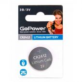 Батарейка GoPower CR2412 1шт Lithium 3V (1/5/500) Батарейка GoPower CR2412 1шт Lithium 3V (1/5/500)
