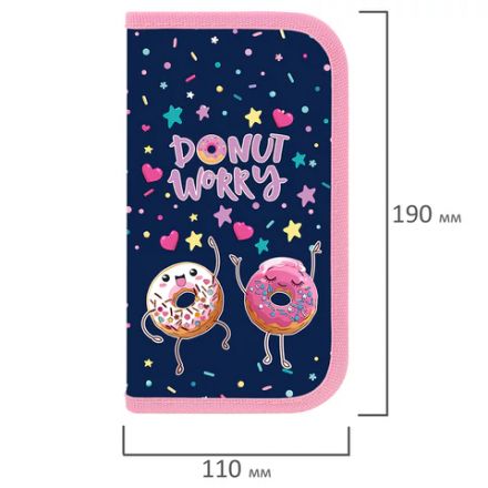 Пенал ПИФАГОР, 2 отделения, ламинированный картон, 19х11 см, "Comic donuts", 273482 Пенал ПИФАГОР, 2 отделения, ламинированный картон, 19х11 см, "Comic donuts", 273482