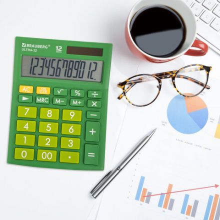 Калькулятор настольный BRAUBERG ULTRA-12-GN (192x143 мм), 12 разрядов, двойное питание, ЗЕЛЕНЫЙ, 250493 Калькулятор настольный BRAUBERG ULTRA-12-GN (192x143 мм), 12 разрядов, двойное питание, ЗЕЛЕНЫЙ, 250493