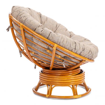 Кресло-качалка Папасан/Papasan (W 23/01 B) /с подушкой/ 115х78х104см, коньячный, подушка рогожка, меланж