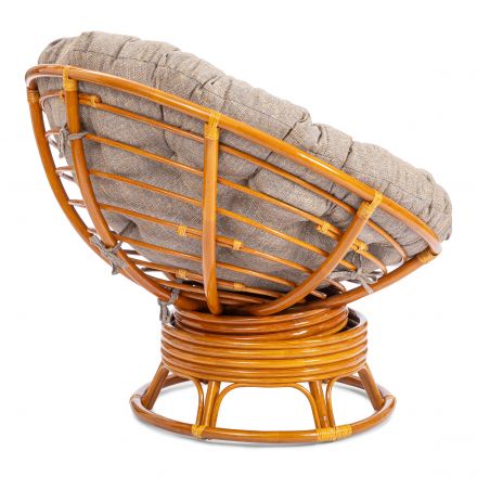 Кресло-качалка Папасан/Papasan (W 23/01 B) /с подушкой/ 115х78х104см, коньячный, подушка рогожка, меланж
