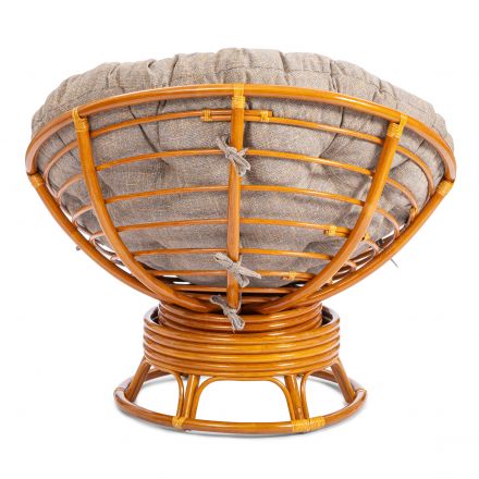 Кресло-качалка Папасан/Papasan (W 23/01 B) /с подушкой/ 115х78х104см, коньячный, подушка рогожка, меланж