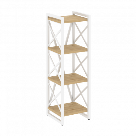 Loft Стеллаж на регулируемых опорах-4 полки VR.L-MST.O-4.4 Тиквуд светлый/Белый металл 400*400*1280