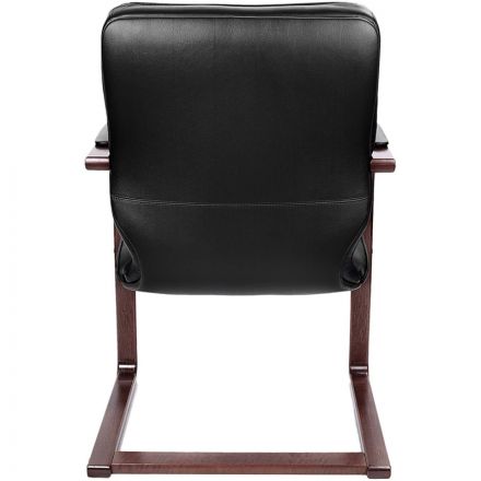 Конференц-кресло LEEDS WOOD С с низ спинкой на полозьях ч.кож+к/з/т.орех Конференц-кресло LEEDS WOOD С с низ спинкой на полозьях ч.кож+к/з/т.орех