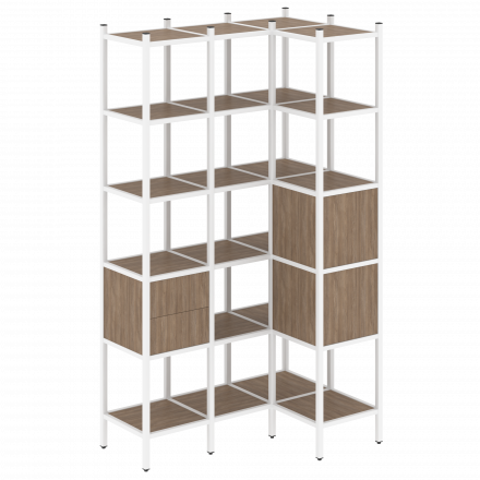 Loft Угловой внутренний стеллаж наборный VR.L-35 Дуб аризона/Белый металл 1278*862*2280