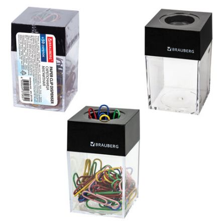 Скрепочница магнитная с 50 цветными скрепками 28 мм, РОССИЯ, BRAUBERG, 271178, ДМ-28П-50 Скрепочница магнитная с 50 цветными скрепками 28 мм, РОССИЯ, BRAUBERG, 271178, ДМ-28П-50
