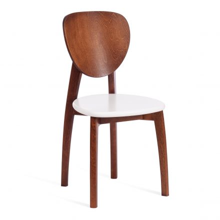 Стул Tetchair DIAMANTE жесткое сидение бук, 42 х 42 х 85 см, коричневый / белый