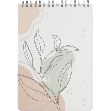 Блокнот 80л,клетка,А5 Flora 1,пласт.обл,серебр.спираль