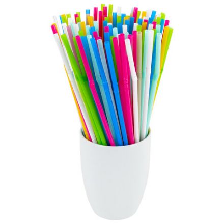 Трубочки для коктейлей гофрированные, пластиковые 5 х 240 мм, цветные КОМПЛЕКТ 250 штук, LAIMA, 608361