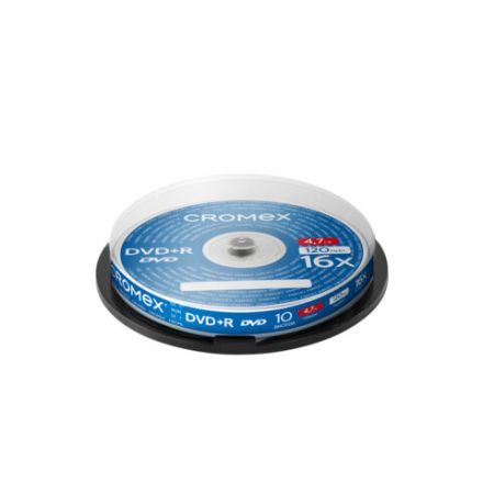 Диск DVD+R CROMEX (КРОМЕКС), 4,7 Gb, 16x, Cake Box (упаковка на шпиле), КОМПЛЕКТ 10 шт., 514307