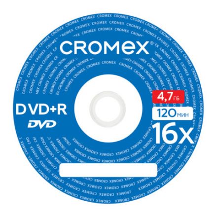 Диск DVD+R CROMEX (КРОМЕКС), 4,7 Gb, 16x, Cake Box (упаковка на шпиле), КОМПЛЕКТ 10 шт., 514307