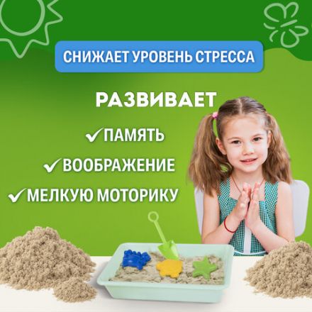 Кинетический Умный песок "Морские фантазии" с песочницей и формочками, 1 кг, BRAUBERG KIDS, 664919 Кинетический Умный песок "Морские фантазии" с песочницей и формочками, 1 кг, BRAUBERG KIDS, 664919