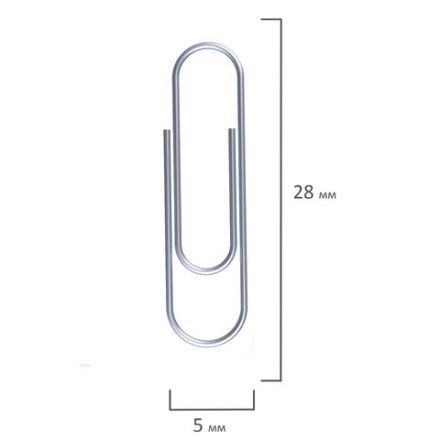 Скрепки STAFF "EVERYDAY", 28 мм, оцинкованные, 100 шт., в картонной коробке, Россия, 224799