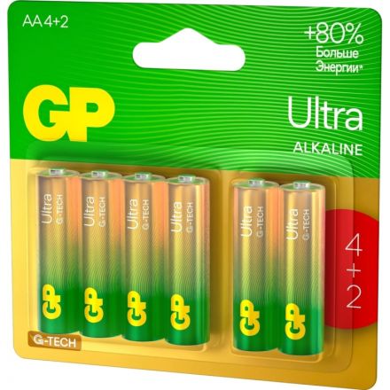 Батарейки GP Ultra мизинчиковые AAA LR03 (6 штук в упаковке)