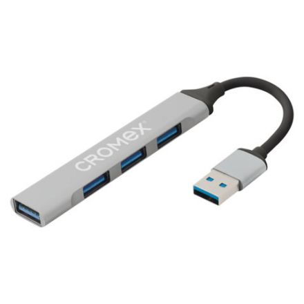 Хаб-разветвитель CRX-087, USB-A 2.0, 4 в 1, 4 x USB-A 2.0, 60 мм, серый, CROMEX (КРОМЕКС), 355064