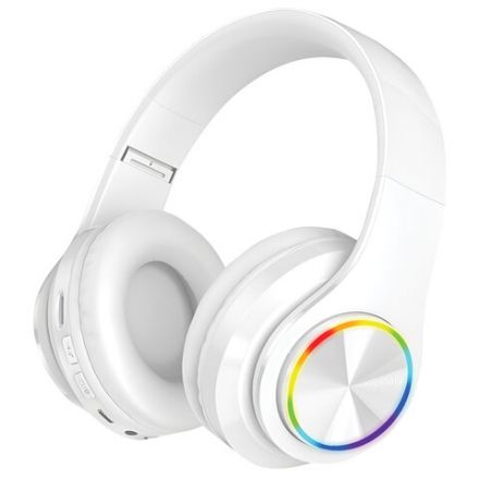 Наушники беспроводные большие светящиеся накладные, белые DASWERK (ДАСВЕРК) B-39, 513806 Наушники беспроводные большие светящиеся накладные, белые DASWERK (ДАСВЕРК) B-39, 513806