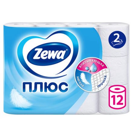 Бумага туалетная 2-х слойная, 12 рулонов (12х23 м), белая, ZEWA Plus, 144090 Бумага туалетная 2-х слойная, 12 рулонов (12х23 м), белая, ZEWA Plus, 144090
