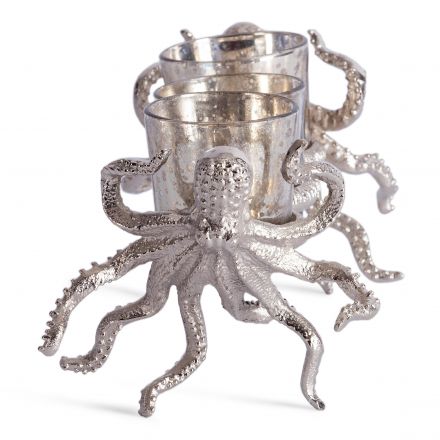 Подсвечник Secret de Maison Октопус3/Octopus3 (мод. 3923) алюминиевый сплав, 24,5х11,5х11см, серебряный