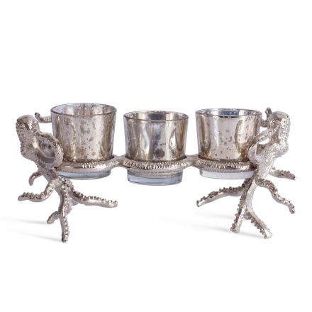 Подсвечник Secret de Maison Октопус3/Octopus3 (мод. 3923) алюминиевый сплав, 24,5х11,5х11см, серебряный