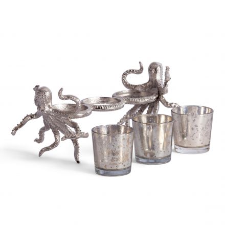 Подсвечник Secret de Maison Октопус3/Octopus3 (мод. 3923) алюминиевый сплав, 24,5х11,5х11см, серебряный