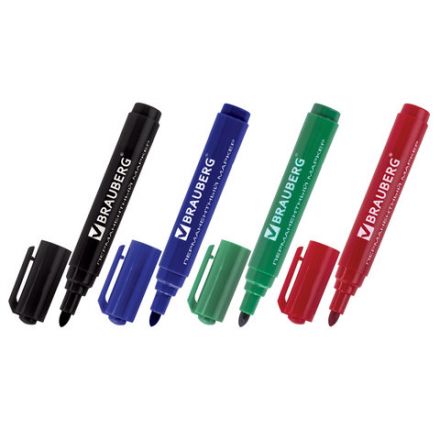 Маркеры перманентные BRAUBERG "Classic", НАБОР 4 ЦВЕТА, круглый наконечник, 3 мм, 150299 Маркеры перманентные BRAUBERG "Classic", НАБОР 4 ЦВЕТА, круглый наконечник, 3 мм, 150299