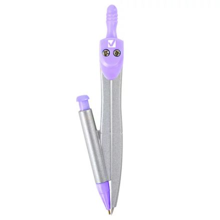 Готовальня BRAUBERG SCHOOL KIT, 9 предметов, циркуль 125 мм, чертежные принадлежности, лаванда, 210713