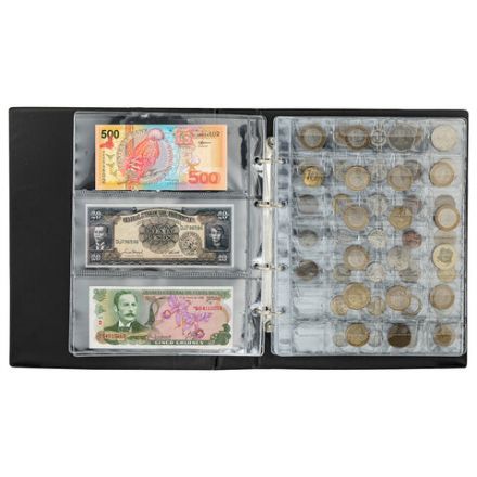 Альбом нумизмата для 297 монет и 6 бон (купюр) "OPTIMA", 230х270 мм, ПВХ, коричневый, STAFF, 238077