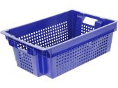 Ящик 600х400х200 1,5кг. дно сплошное, стенки перфорированные  синий