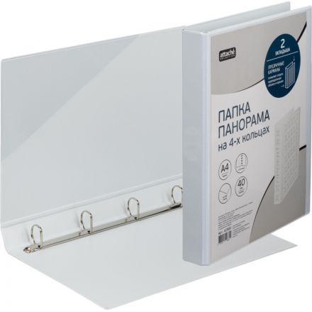 Папка на 4-х кольцах Bantex Панорама 40 мм белая до 250 листов