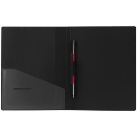 Папка с металлическим скоросшивателем и внутренним карманом BRAUBERG "Contract", черная, до 100 л., 0,7 мм, бизнес-класс, 221781