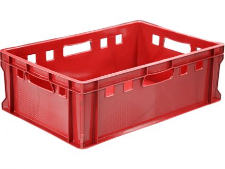 Ящик мясной 600х400х200 сплошной Е2 красный Ящик мясной 600х400х200 сплошной Е2 красный