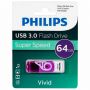 Флеш-диск 64 GB PHILIPS VIVID, разъем USB 3.0, фиолетовый, FM64FD00B/97 Флеш-диск 64 GB PHILIPS VIVID, разъем USB 3.0, фиолетовый, FM64FD00B/97