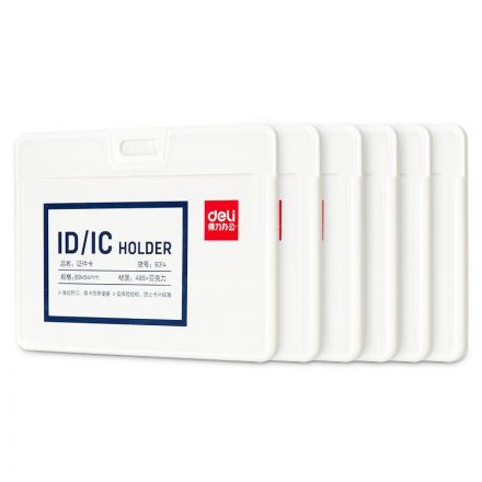 Бейдж Deli 8314 горизонт. без держат., вкладыш: 89x54мм, пластик, белый,1шт