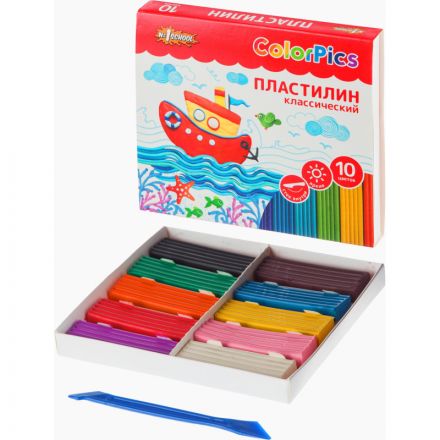 Пластилин №1 School ColorPics набор 10цв 200г со стеком Пластилин №1 School ColorPics набор 10цв 200г со стеком