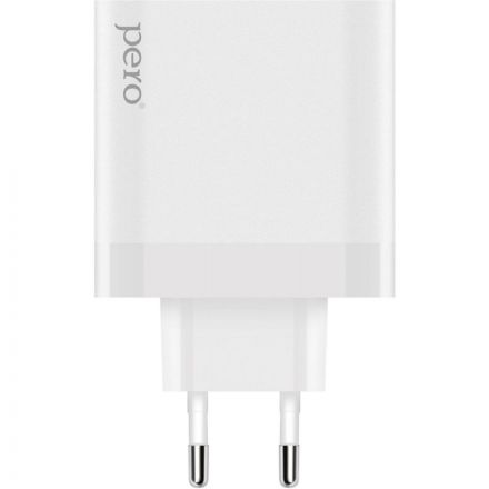 Зарядное устройство сетевое PERO TC14 USB-A QC3.0 + 2х USB-C PD, 48W белый