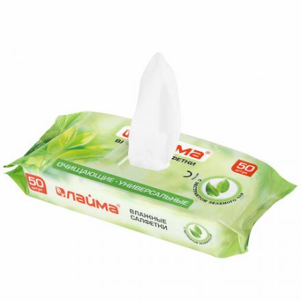Салфетки влажные 50 шт., УНИВЕРСАЛЬНЫЕ, очищающие для всей семьи, экстракт зеленого чая, LAIMA,128077 Салфетки влажные 50 шт., УНИВЕРСАЛЬНЫЕ, очищающие для всей семьи, экстракт зеленого чая, LAIMA,128077