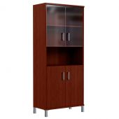 Шкаф высокий с малыми стеклянными и глухими дверьми B 430.10 Бургунди 900х450х2054 BORN Шкаф высокий с малыми стеклянными и глухими дверьми B 430.10 Бургунди 900х450х2054 BORN