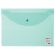 Папка-конверт с кнопкой STAFF, А4, до 100 листов, прозрачная, зеленая, 0,12 мм, 225171