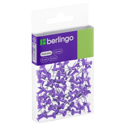 Кнопки силовые Berlingo, 50шт., цветные, ПВХ упак., европодвес, фиолетовые Кнопки силовые Berlingo, 50шт., цветные, ПВХ упак., европодвес, фиолетовые
