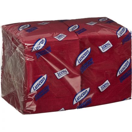 Салфетки бумажные Luscan Profi Pack 1-слойные 24х24 бордовый 400 штук в упаковке