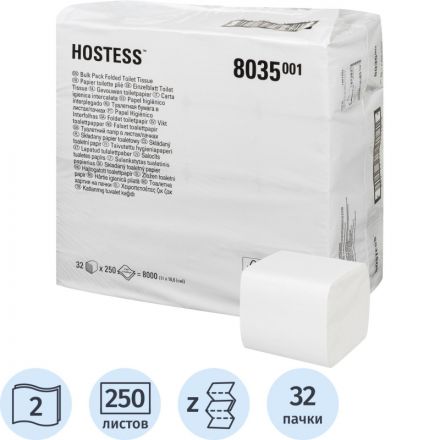 Бумага туалетная д/дисп KK Kleenex Hostess 2х сл бел 250лист 32пач/уп. 8035