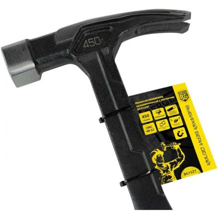 Молоток-гвоздодер цельнокованый 450 г, магнит,3х-комп.ручка, BERGER BG1527 Молоток-гвоздодер цельнокованый 450 г, магнит,3х-комп.ручка, BERGER BG1527