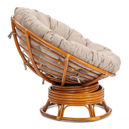 Кресло-качалка Папасан/Papasan (W 23/01 B) /с подушкой/ 115х78х104см, пекан орех, подушка рогожка, меланж