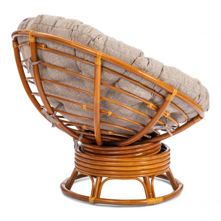 Кресло-качалка Папасан/Papasan (W 23/01 B) /с подушкой/ 115х78х104см, пекан орех, подушка рогожка, меланж