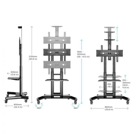 Стойка мобильная Onkron TS1551 чёрная Стойка мобильная Onkron TS1551 чёрная
