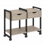Loft Тумба на колесных опорах наборная. Вариант №1 VR.L-TN-1.K Дуб аттик/Чёрный металл 970*460*767